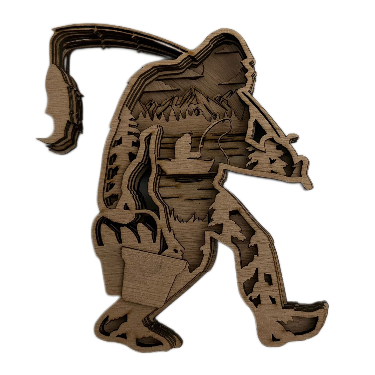 Big Foot Fisherman 3D Laser Cut