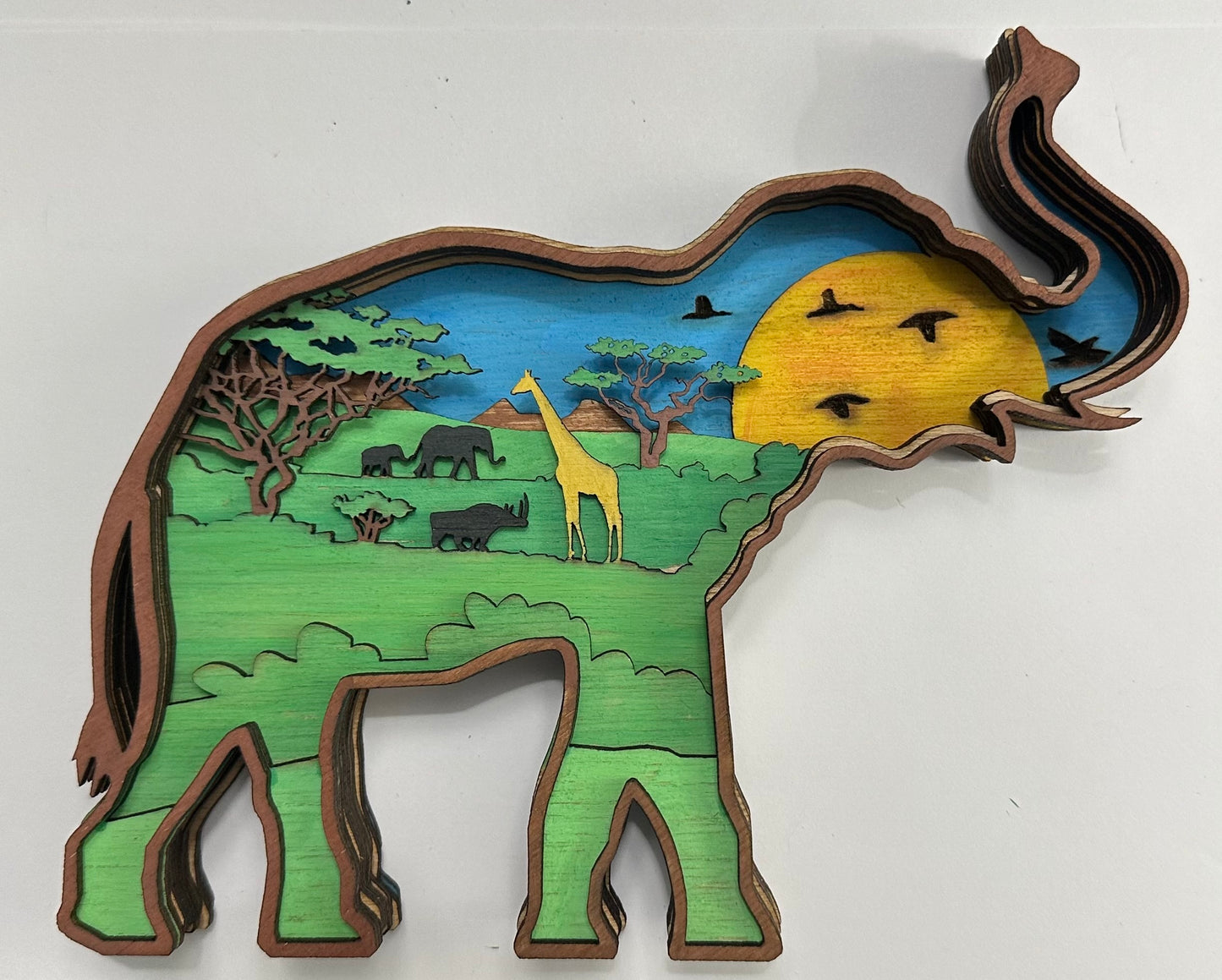 Elephant and Baby 3D Laser Cut