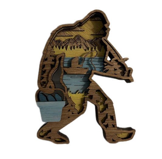 Big Foot Fisherman 3D Laser Cut